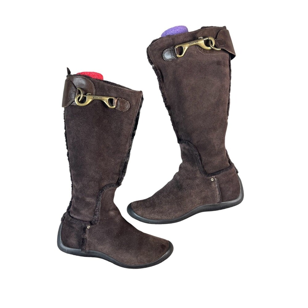 Cole Haan G Series Women's Knee High Brown Suede Fur Lined Boot  US 8.5B